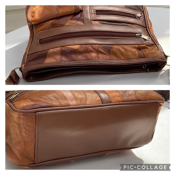 Zeca Leather Patchwork Crossbody Shoulder Bag - Picture 7 of 11